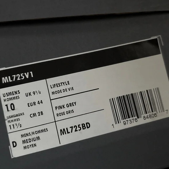 NEW IN BOX New Balance ML725V1 in Pink Grey